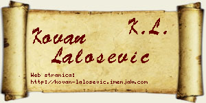 Kovan Lalošević vizit kartica